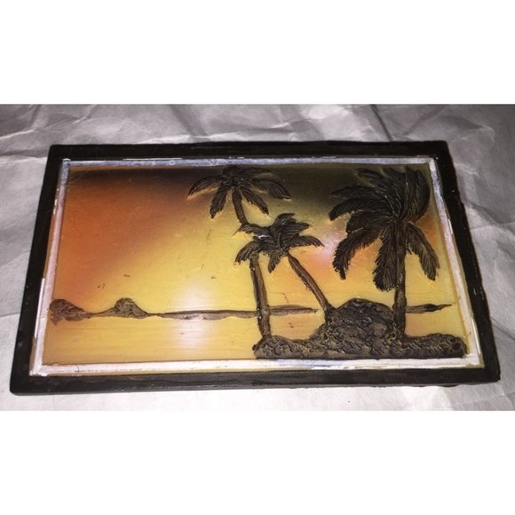 Rectangular Refrigerator Magnet with Sun Rise and Palm Trees - 3 by 2 inches - Picture 1 of 4